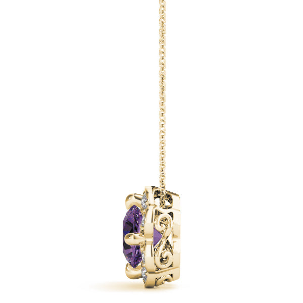 Yellow Gold Lab Diamond Halo Pendant