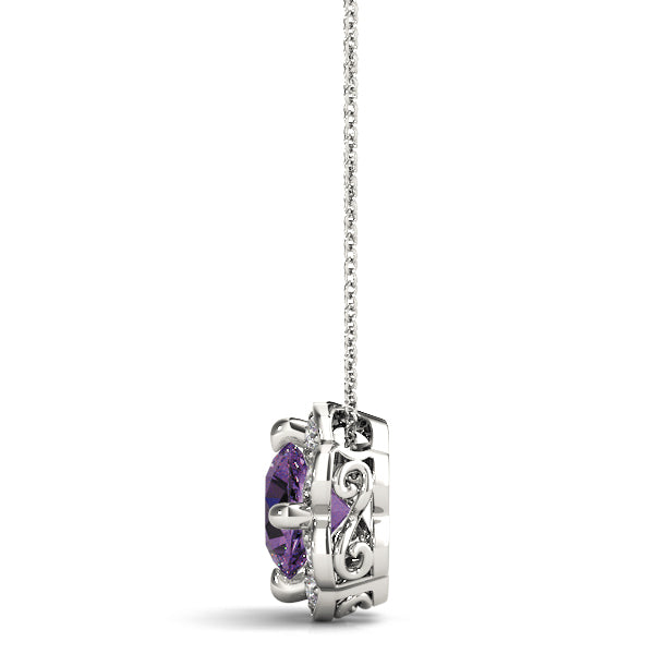 Platinum White Diamond Halo Pendant