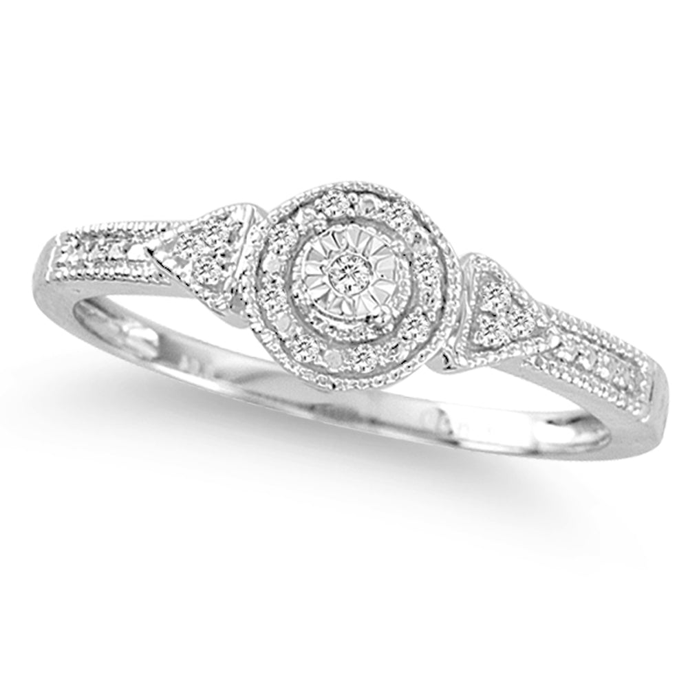 Delicate 10k White Gold Lab Diamond Promise Ring for Her