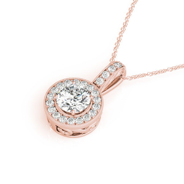 Rose Gold Lab Diamond Halo Pendant - 0.24 CTW