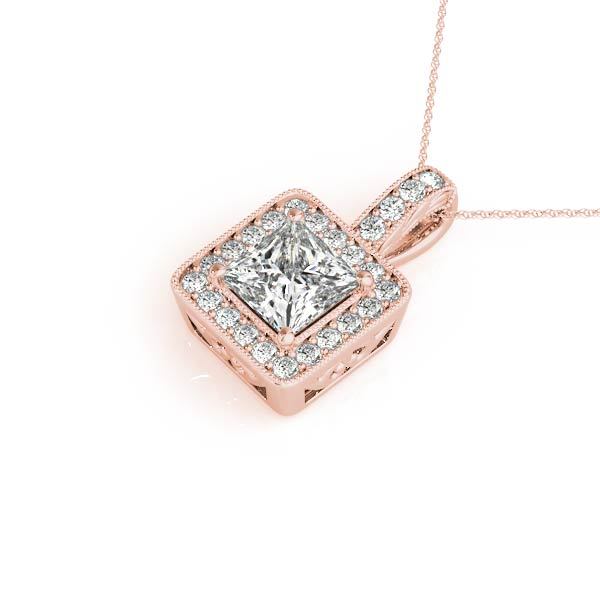 Rose Gold Lab Diamond Halo Square Pendant