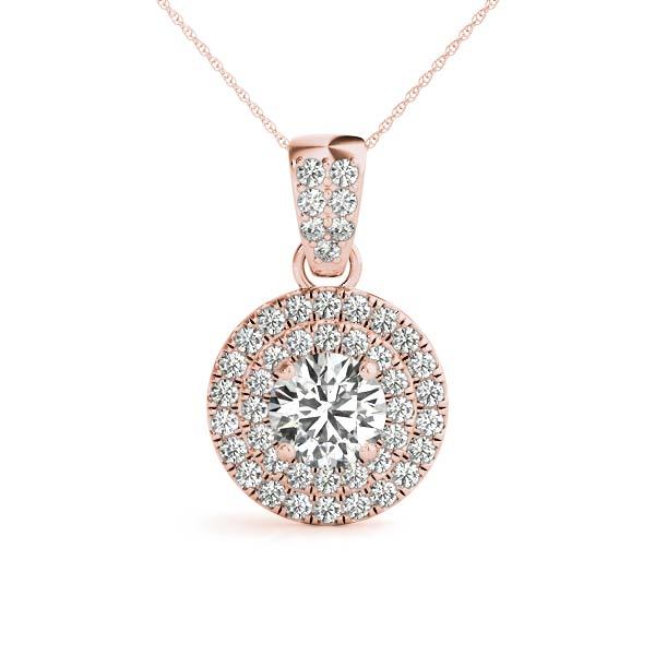 18K Rose Gold 1.33ctw Round Diamond Halo Pendant