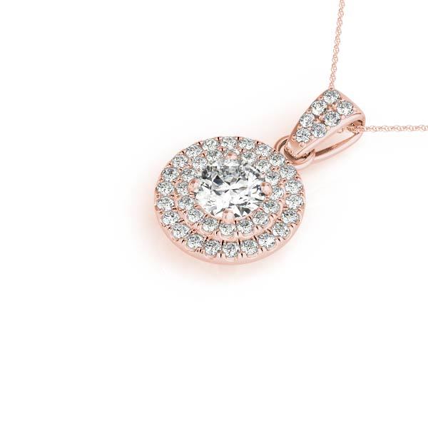 18K Rose Gold 1.33ctw Round Diamond Halo Pendant