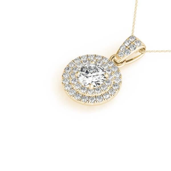 14K Yellow Gold Round Diamond Halo Pendant
