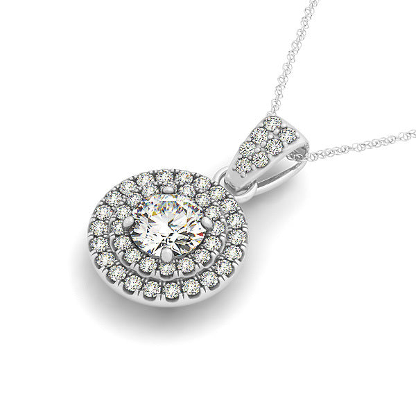 White Gold Round Diamond Halo Pendant