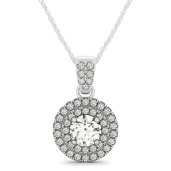 Platinum 1.33ctw Round Diamond Halo Pendant