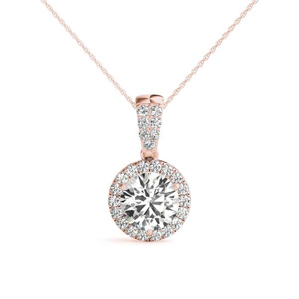 18K Rose Gold Round Diamond Halo Pendant