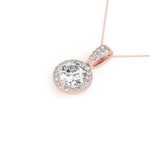 Rose Gold Round Lab Diamond Halo Pendant