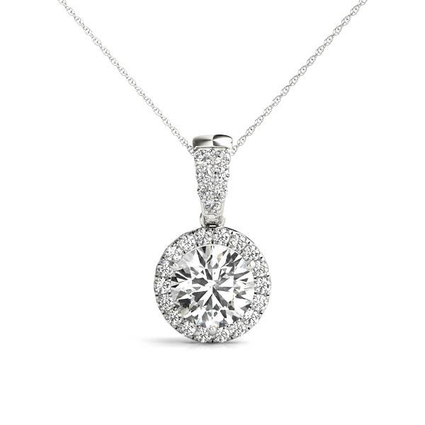 Platinum White Diamond Halo Pendant