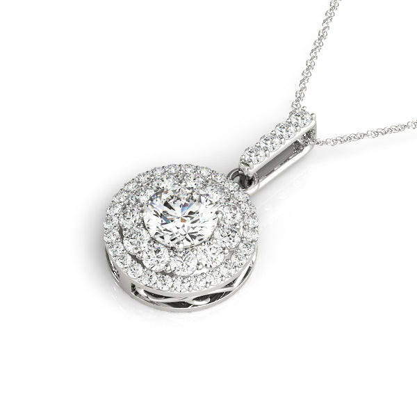 Platinum Round Diamond Halo Pendant