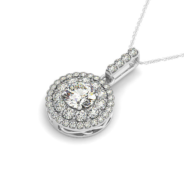 Platinum 1 CT Round Diamond Halo Pendant