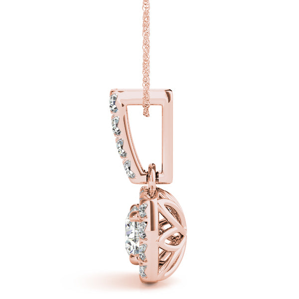 Rose Gold Lab Diamond Halo Pendant