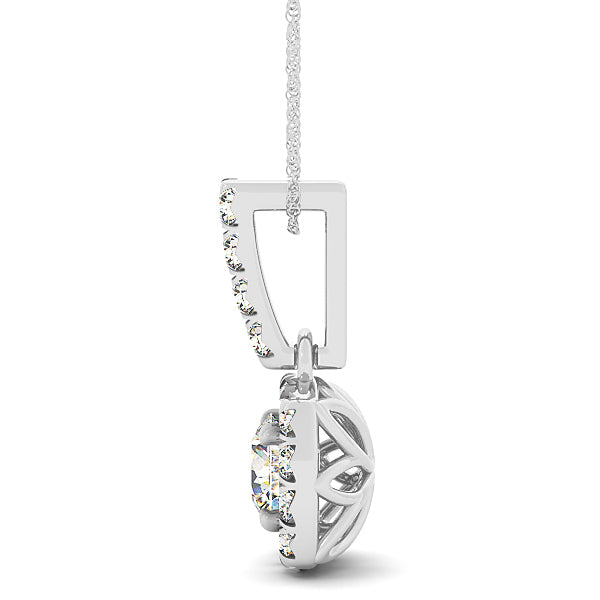 Platinum 1.38 ctw Round Diamond Halo Pendant