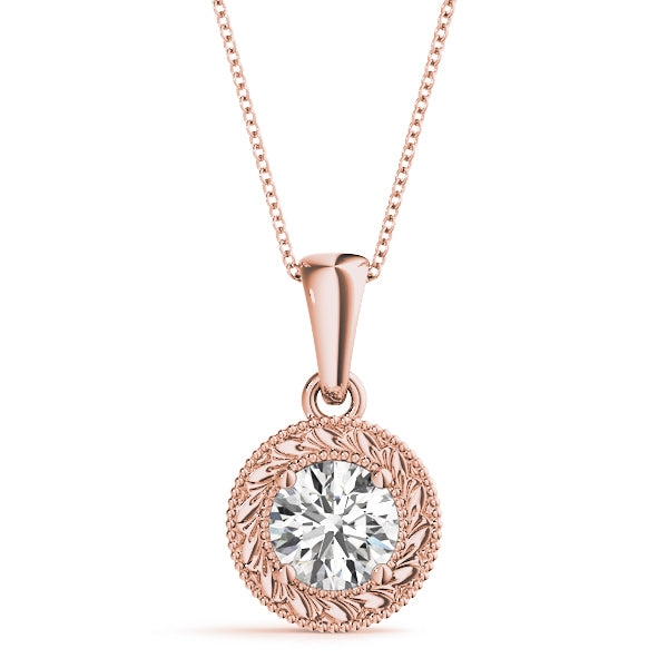 1 CT Lab Diamond Rose Gold Solitaire Pendant