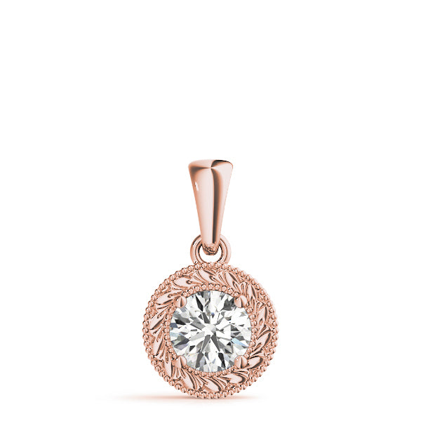 1 CT Lab Diamond Rose Gold Solitaire Pendant