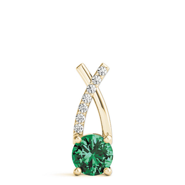 14K Yellow Gold Lab Diamond Round Pendant