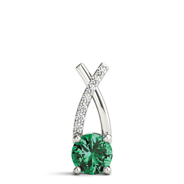 18K White Gold Lab Diamond Round Pendant