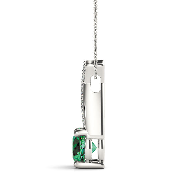 14K White Gold Multi-Diamond Round Pendant