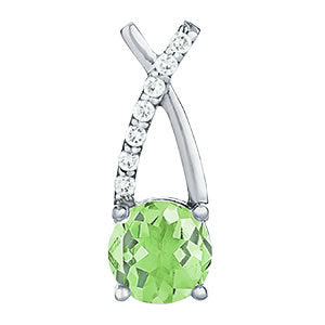 14K White Gold Multi-Diamond Round Pendant