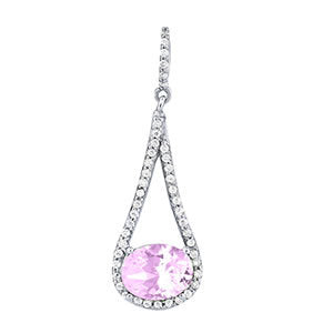 White Platinum Diamond Oval Pendant