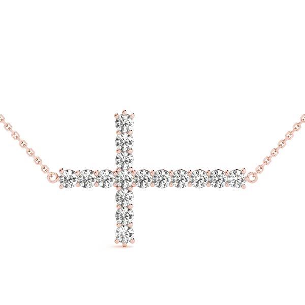 Rose Gold Diamond Religious Cross Pendant