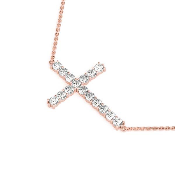 Rose Gold Diamond Religious Cross Pendant