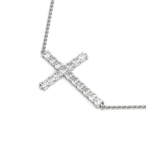 14K White Gold Diamond Cross Pendant Jewelry