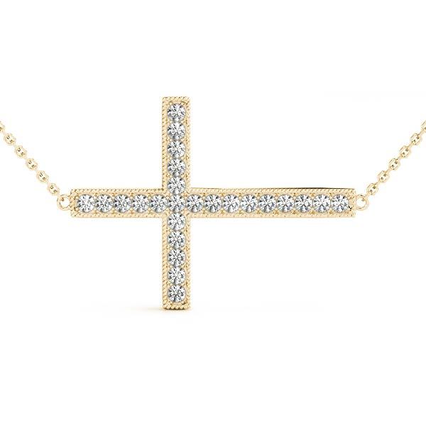 Diamond Religious Cross Pendant - 18K Yellow Gold