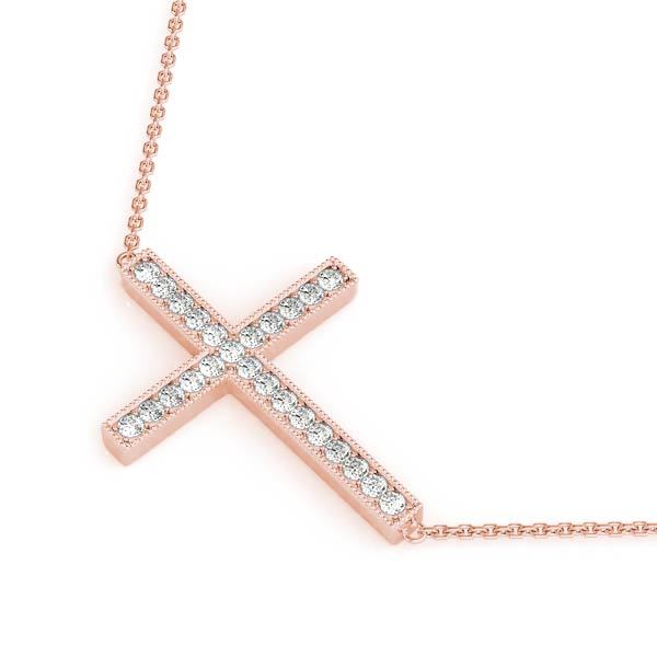 Rose Gold Diamond Cross Pendant | Religious Jewelry
