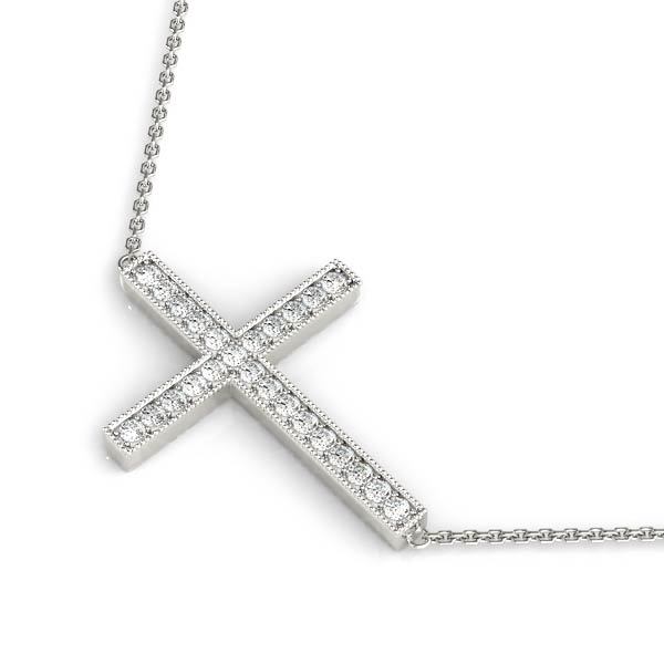 White Gold Diamond Cross Pendant | Religious Jewelry
