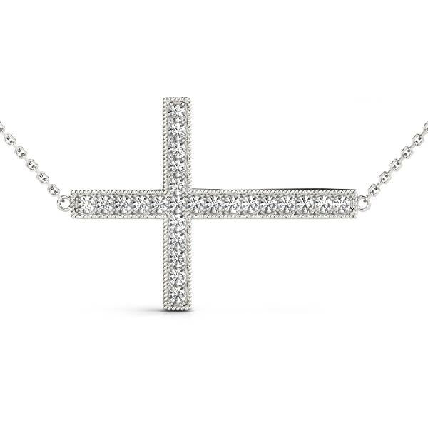 White Platinum Diamond Cross Pendant Religious Jewelry