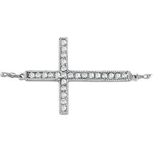 White Gold 1/4 CT Diamond Cross Pendant Necklace