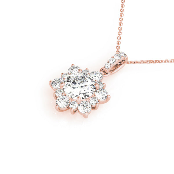 18K Rose Gold 1.5 ctw Round Diamond Halo Pendant