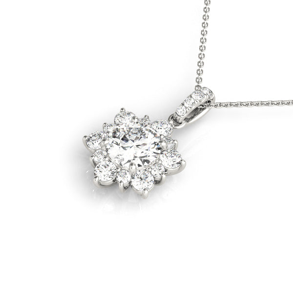 White Gold Round Lab Diamond Pendant