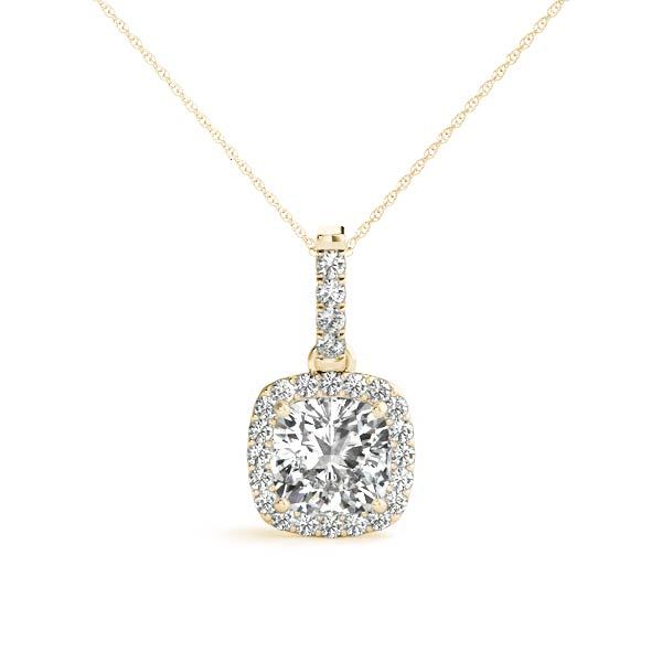 Yellow Gold Diamond Halo Pendant | Lab Grown