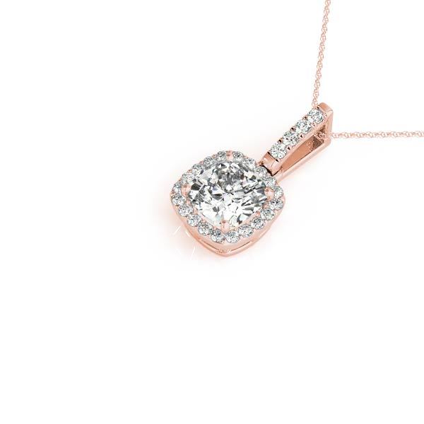 Rose Gold Diamond Halo Pendant | Lab Grown