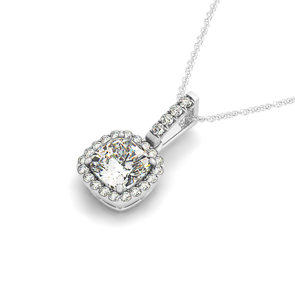 White Gold Diamond Halo Pendant | Lab Grown
