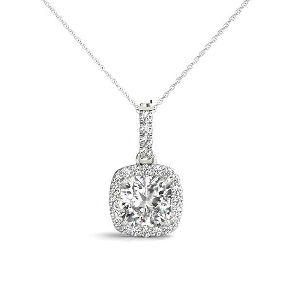 White Gold Diamond Halo Pendant | Lab Grown