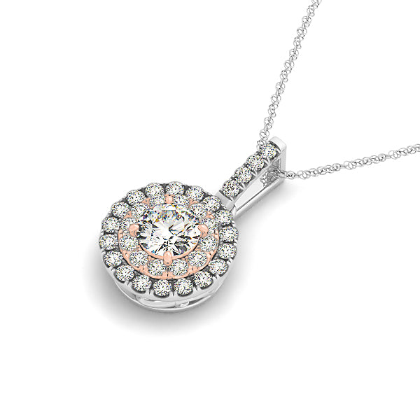 18K White Gold Diamond Halo Pendant
