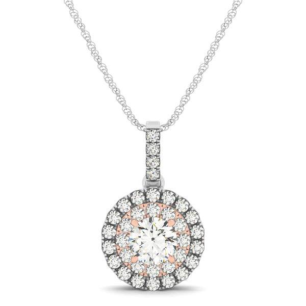 18K White Gold Diamond Halo Pendant