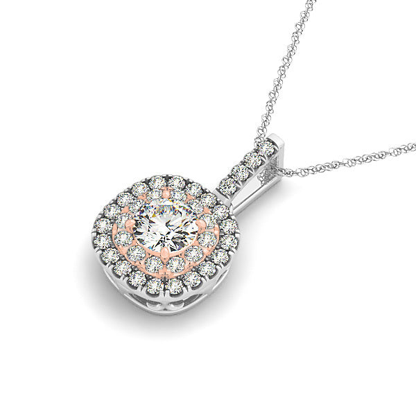 18K White Gold Diamond Halo Pendant
