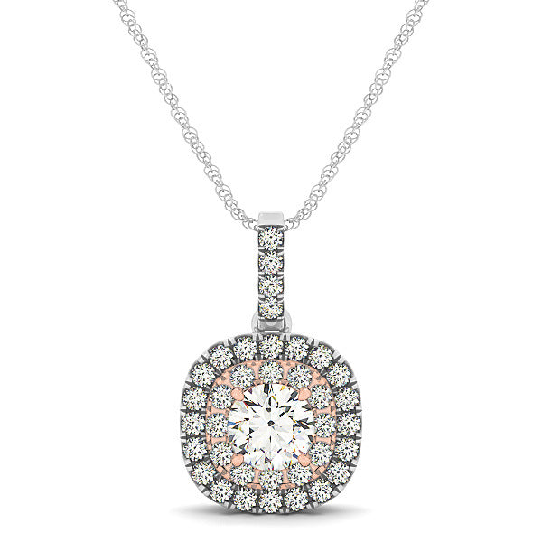 Platinum Round Diamond Halo Pendant