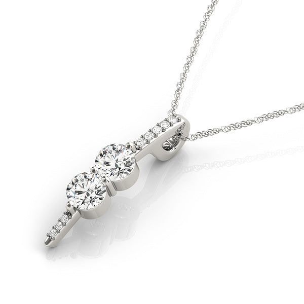 White Platinum Multi-Diamond Two Stone Pendant