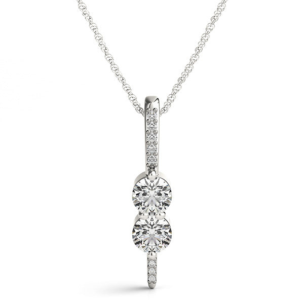 White Gold Multi-Diamond Two Stone Pendant
