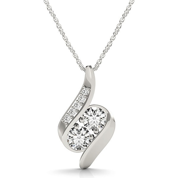 White Gold Multi-Diamond Two Stone Pendant