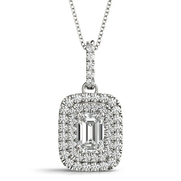 Round Diamond Halo Pendant with 49 Stones