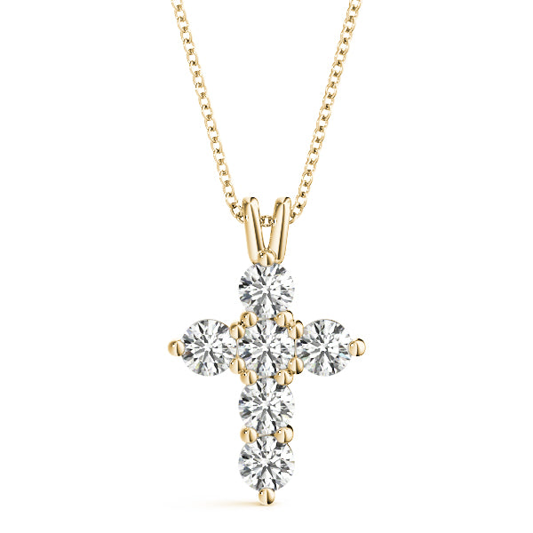 Yellow Gold Diamond Cross Religious Pendant