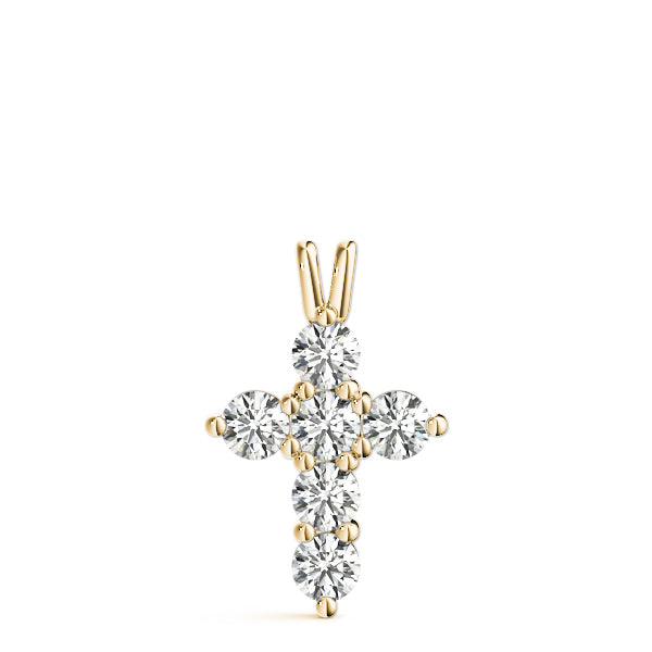 Yellow Gold Diamond Cross Religious Pendant