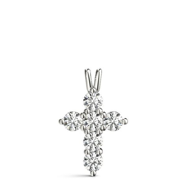 White Gold Diamond Cross Religious Pendant
