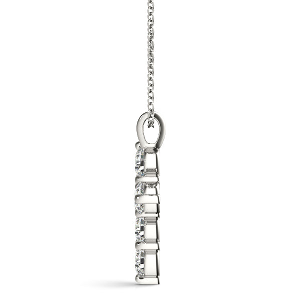 18K White Gold Diamond Cross Religious Pendant